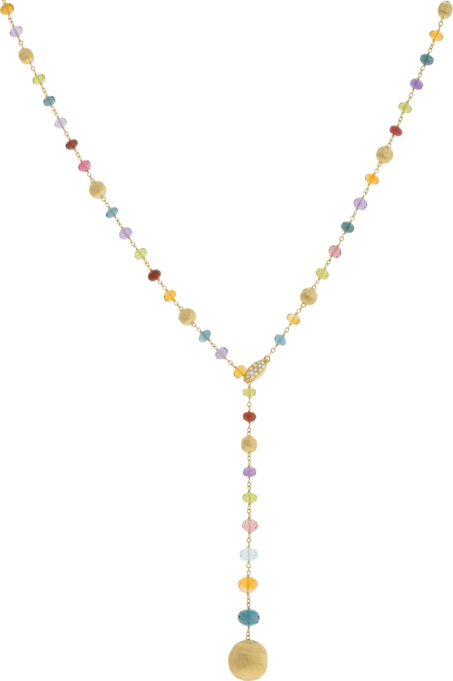 Marco Bicego Africa 18k Gold Diamond & Gem Lariat Necklace