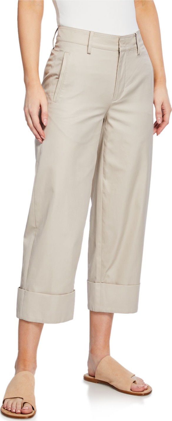 Vince Cuffed Wide-Leg Crop Cotton Pants