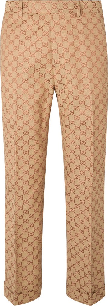 Gucci Slim-Fit Logo-Jacquard Cotton-Blend Suit Trousers