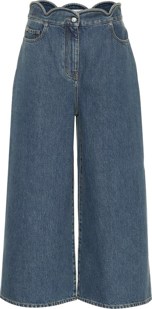 Valentino Scalloped denim culottes