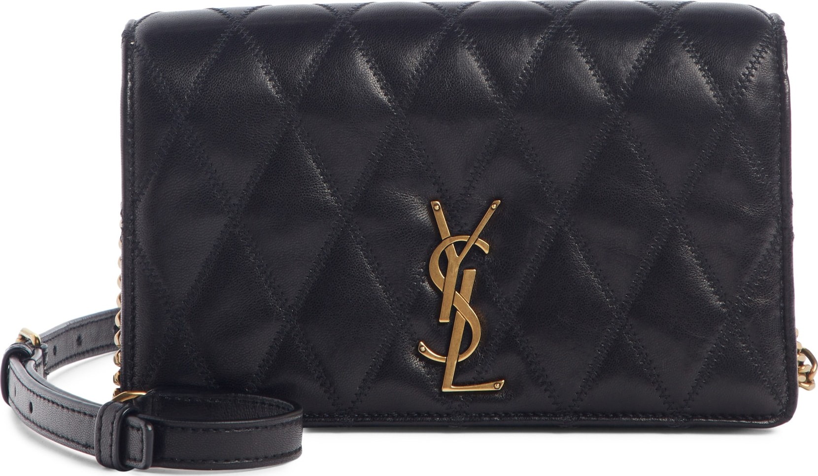 Saint Laurent Angie Quilted Lambskin Leather Crossbody Bag