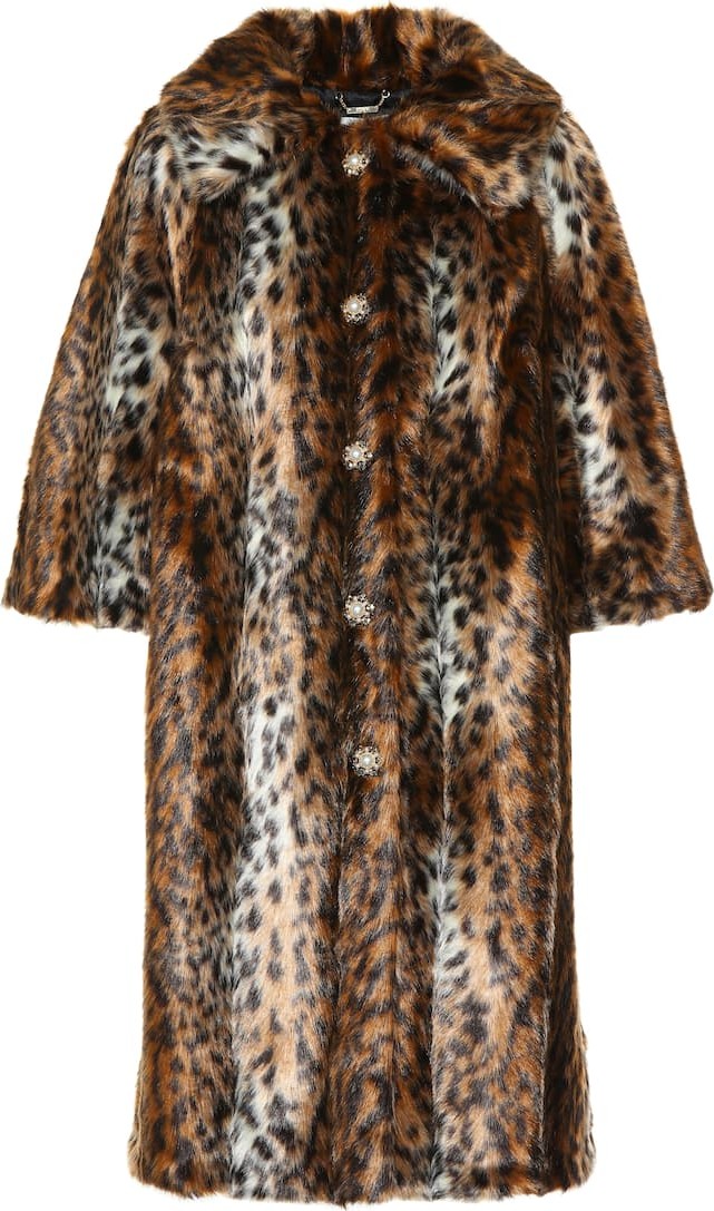 Erdem Embellished faux fur coat