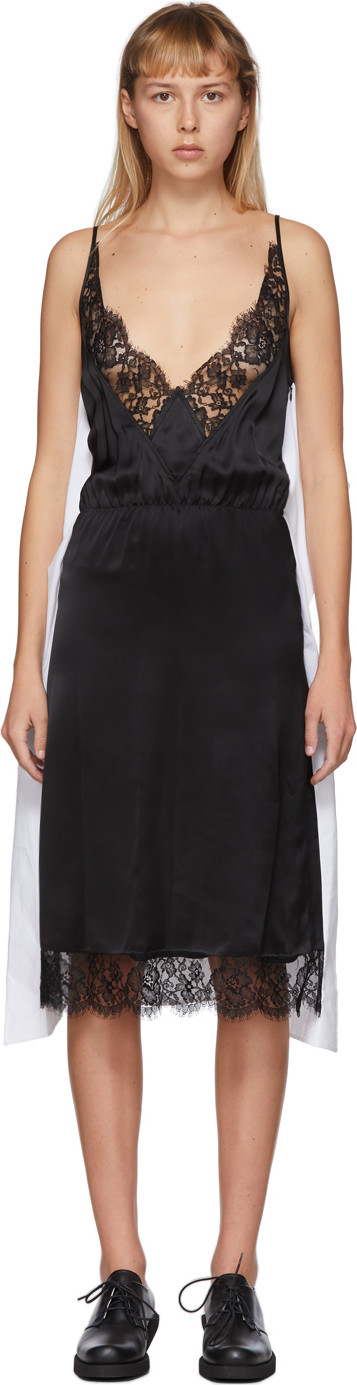 MM6 Maison Margiela White & Black Back Panel Slip Dress