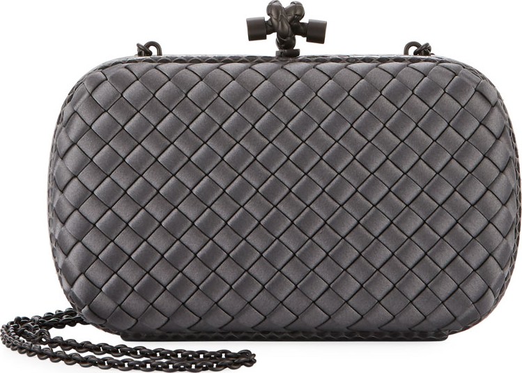 Bottega Veneta Medium Chain Knot Satin Clutch Bag