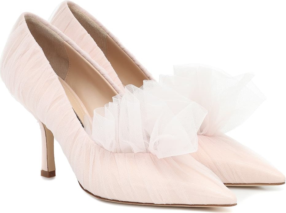 Midnight 00 Leather and tulle pumps