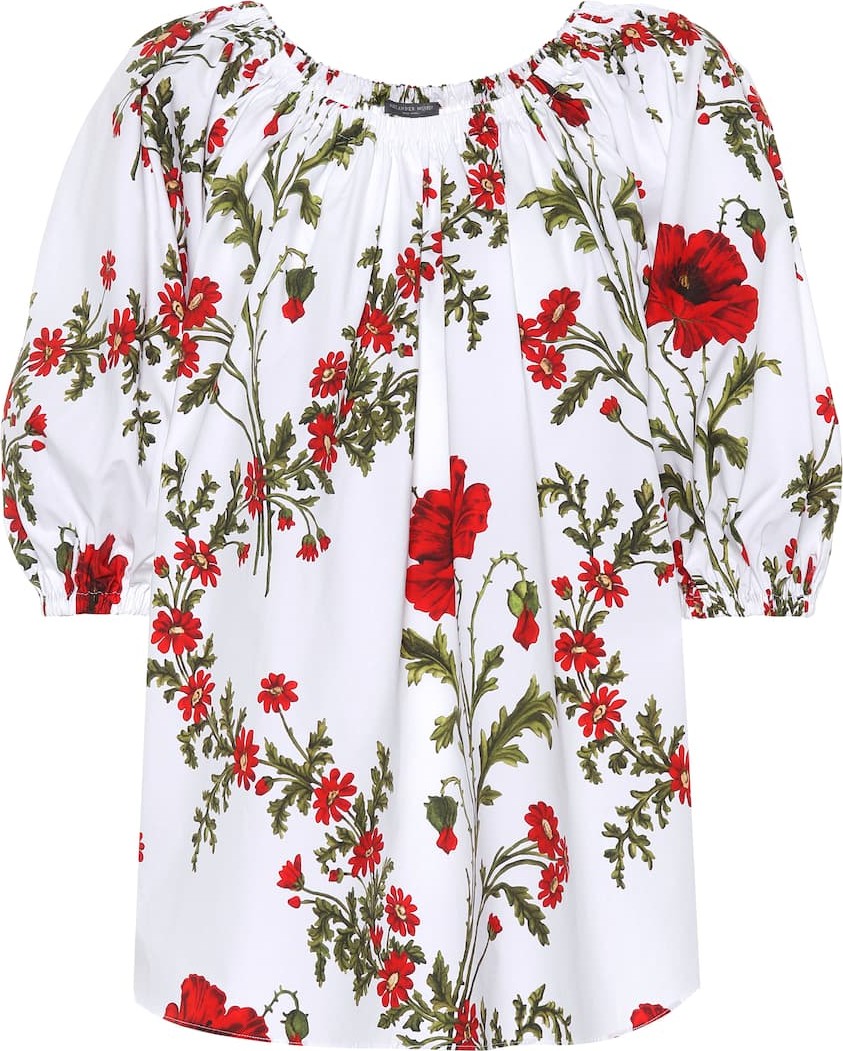 Alexander McQueen Floral-printed cotton top