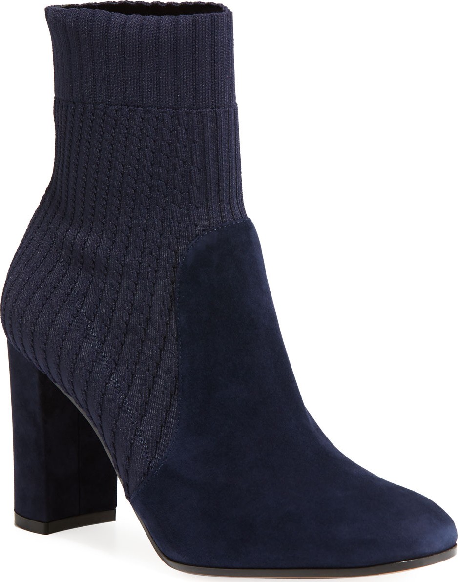 Gianvito Rossi Round-Toe Mixed-Media Bootie