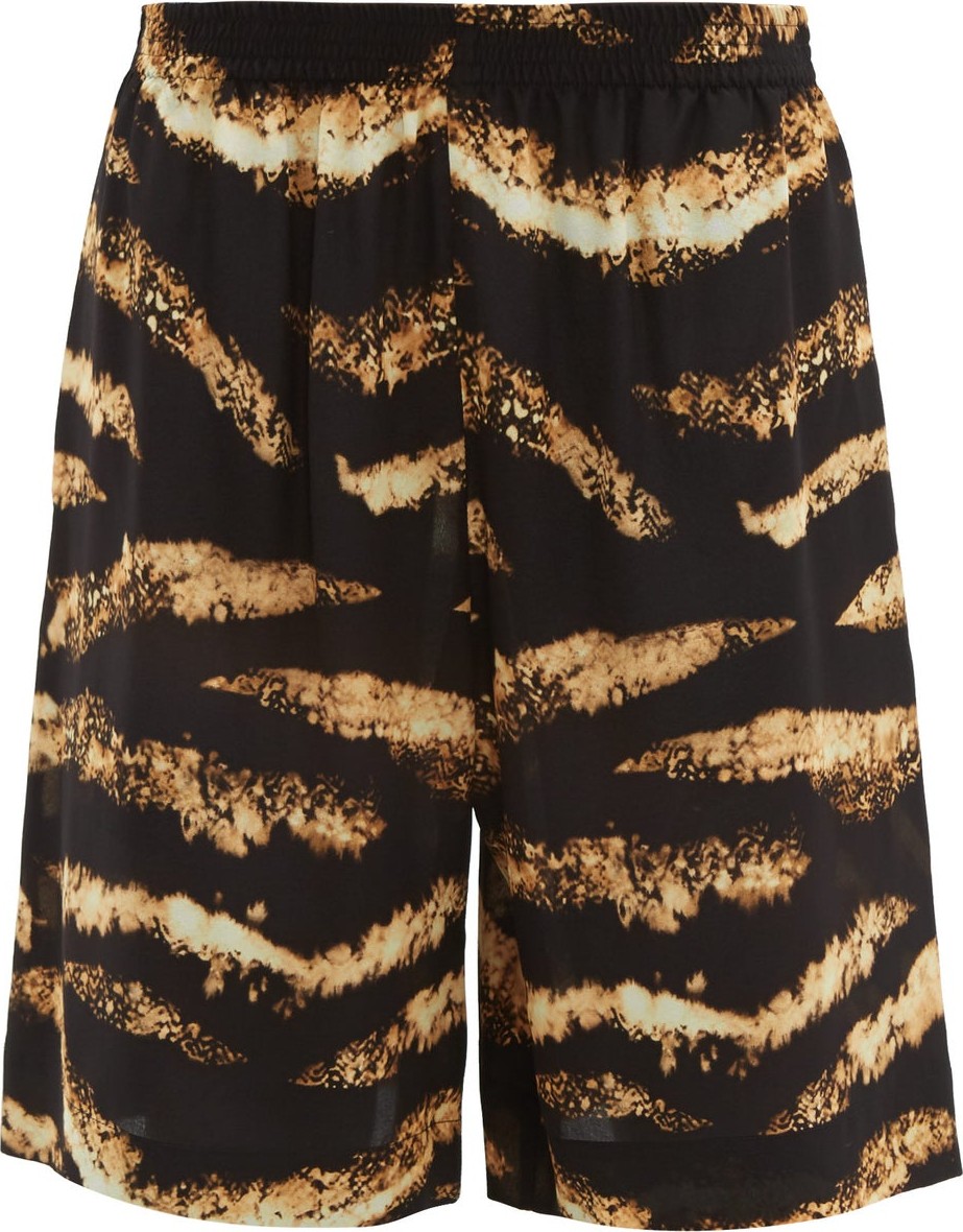 Raey Bleached tiger-print silk shorts