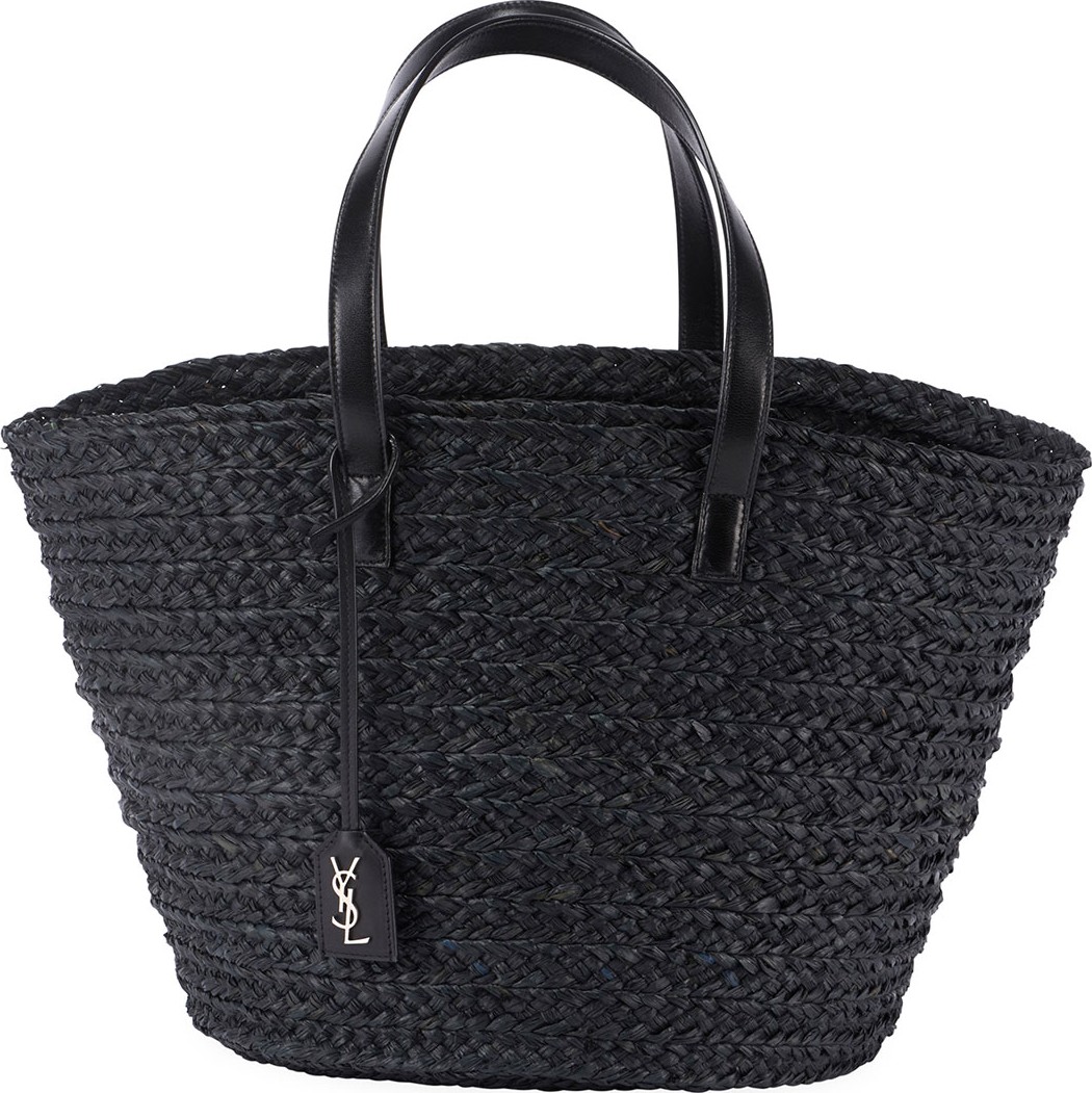 Saint Laurent Medium YSL Woven Raffia Tote Bag