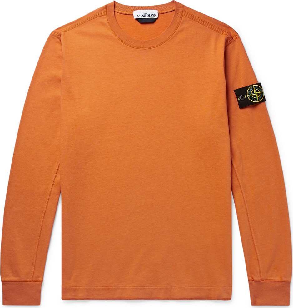 Stone Island Logo-Appliquéd Garment-Dyed Cotton-Jersey Sweatshirt