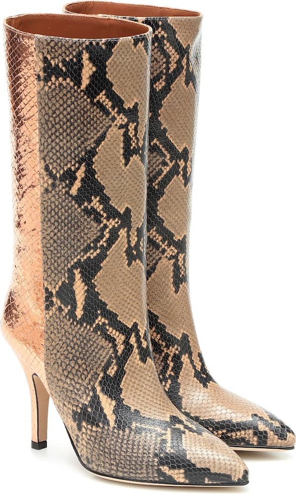 Paris Texas Metallic snake-effect leather boots