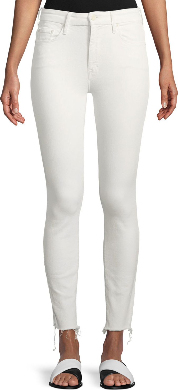 MOTHER High-Waist Skinny-Leg Looker Ankle-Fray Jeans