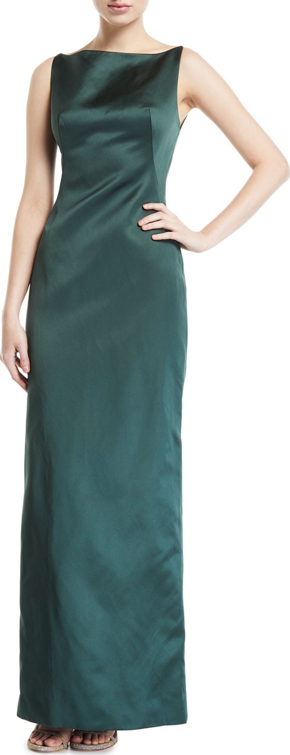 Zac Posen Bateau Neck Sleeveless Satin Dress