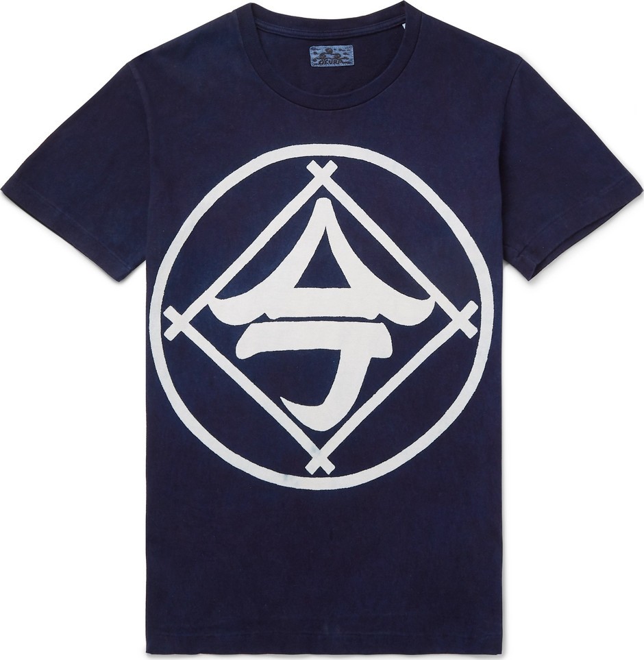 Blue Blue Japan Indigo-Dyed Printed Cotton-Jersey T-Shirt