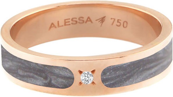Alessa Jewelry Spectrum Painted 18k Rose Gold Stack Ring w/ Diamond, Gray, Size 9