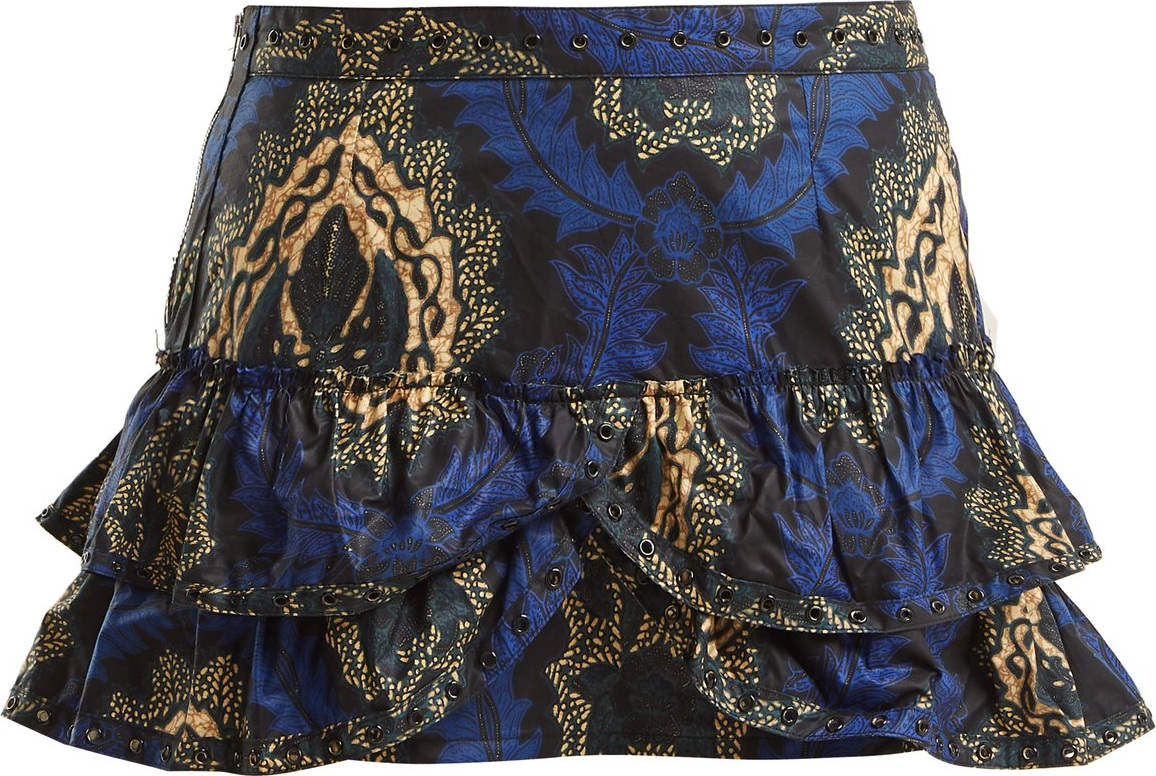 Isabel Marant Bertille floral-print ruffle-trimmed mini skirt