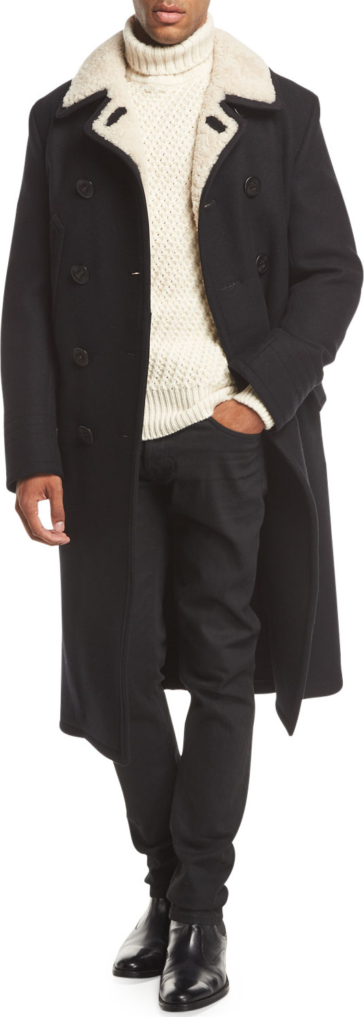 TOM FORD Shearling-Trim Pea Coat