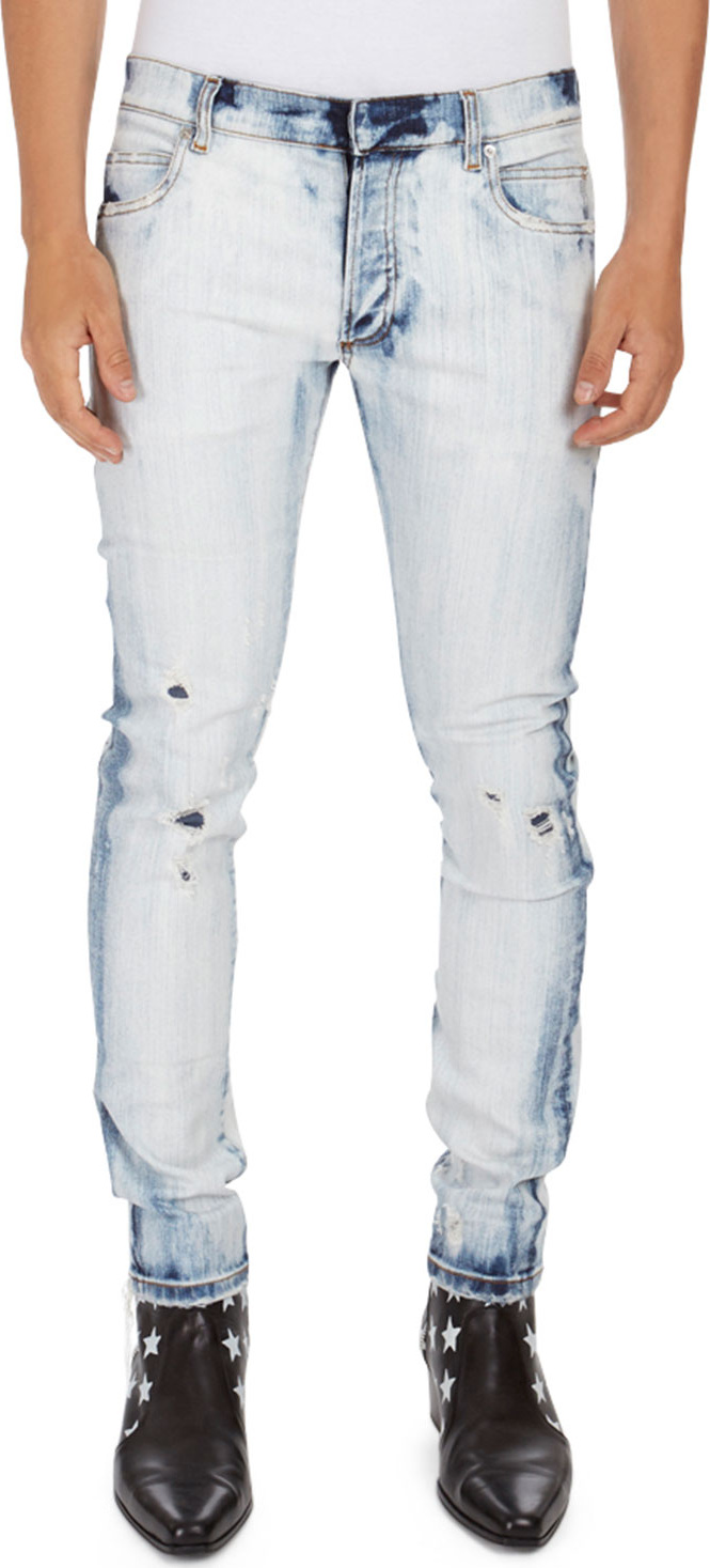 Balmain Bleached 6-Pocket Slim Jeans