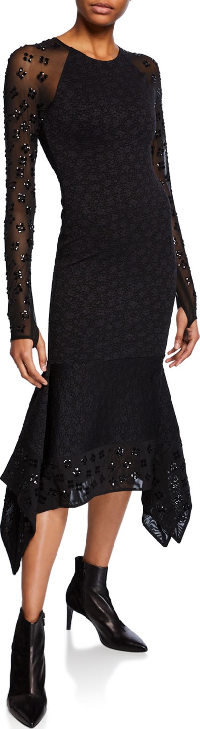 Opening Ceremony Sequin Floral Jacquard Jersey Cocktail Dress