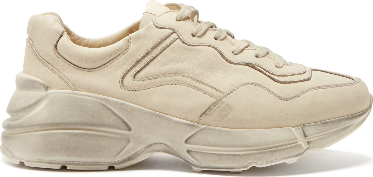 Gucci Rhyton worn-effect low-top leather trainers