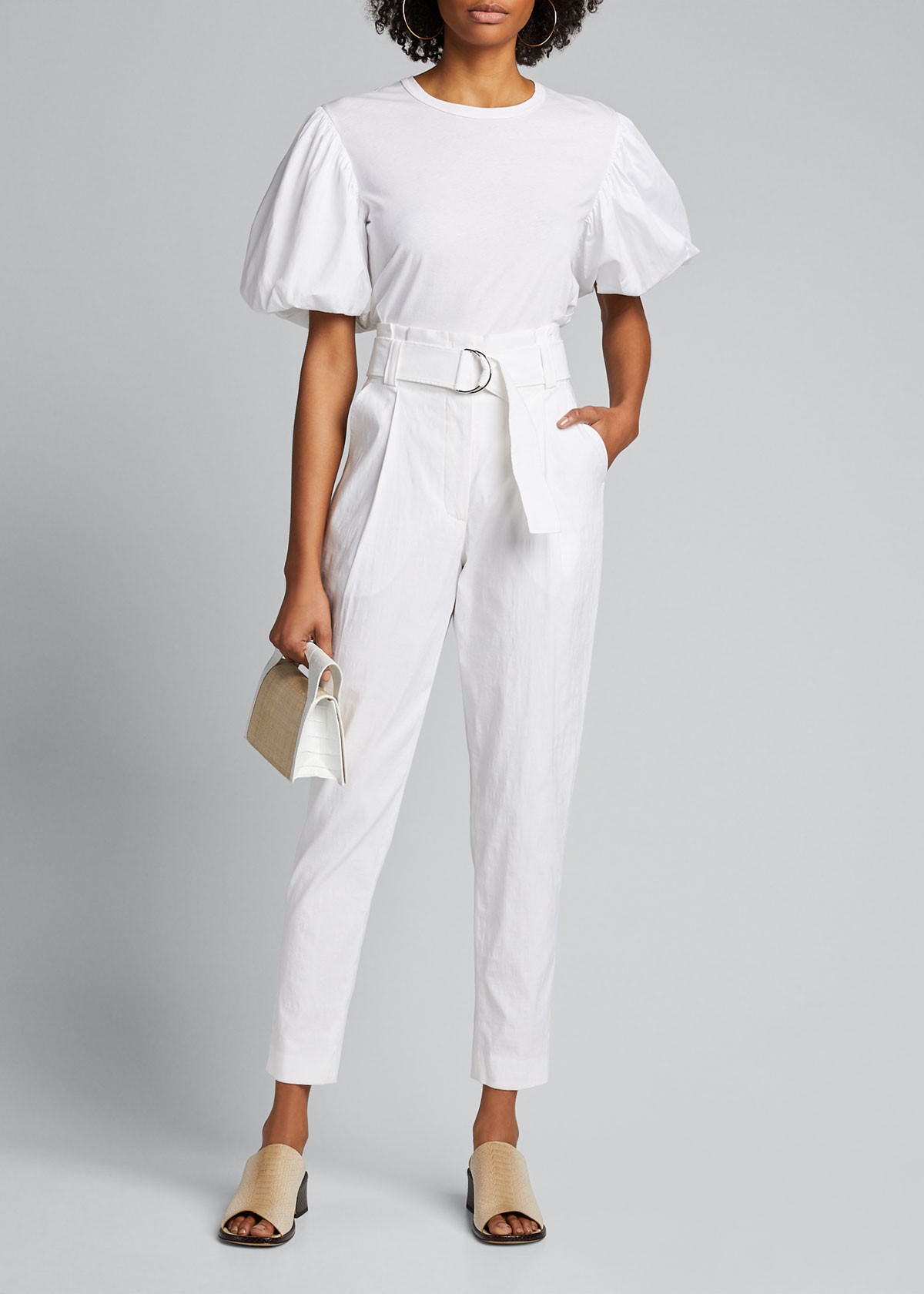 A.L.C. Diego High-Waist Belted Linen-Stretch Pants