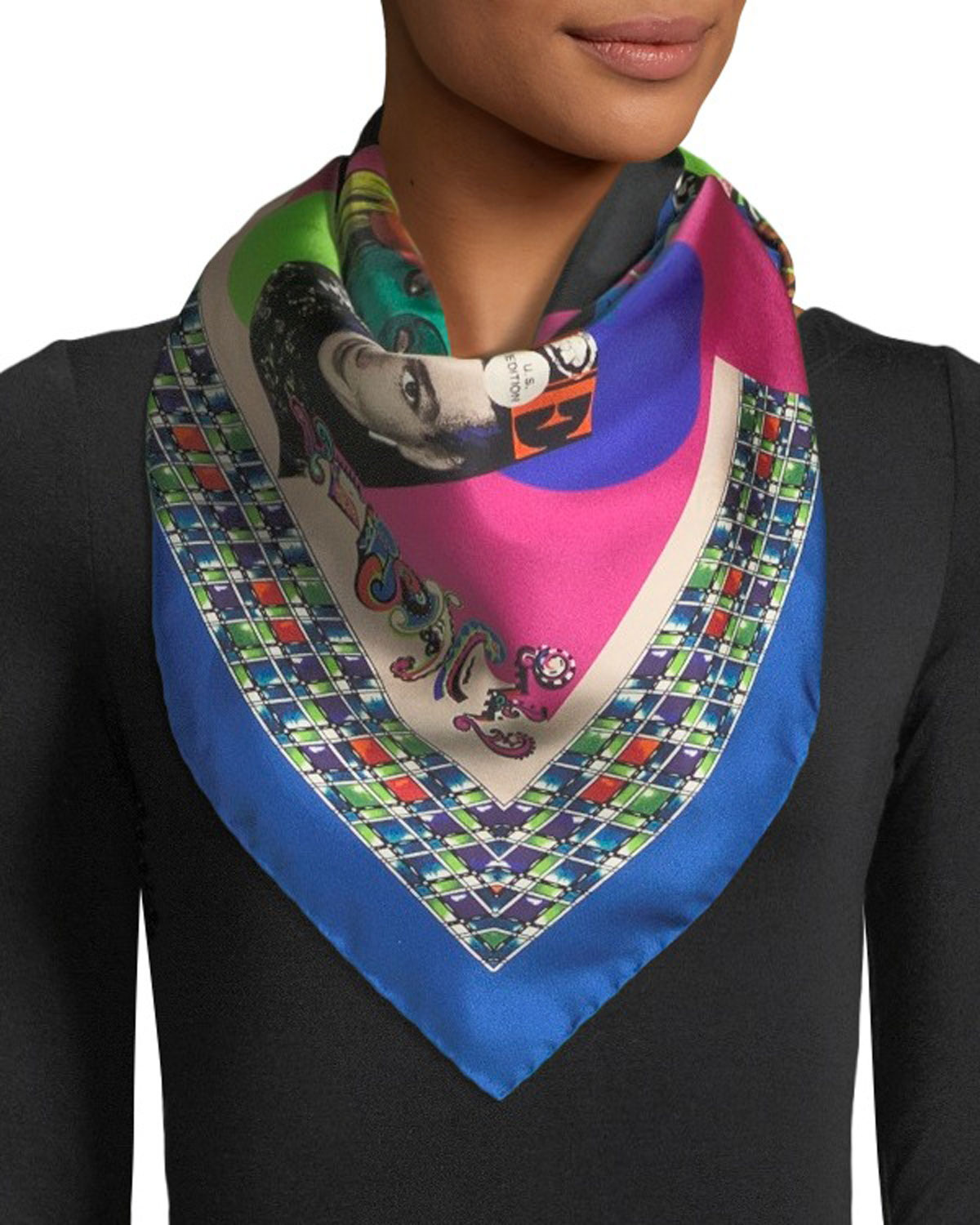 Versace Collection Vogue Collage Silk Shawl