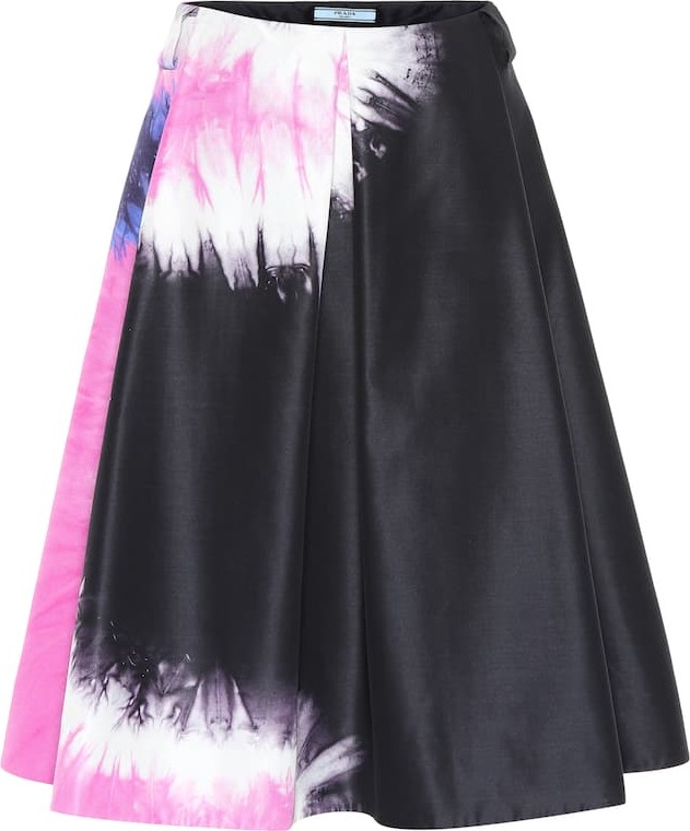 Prada Printed silk faille skirt