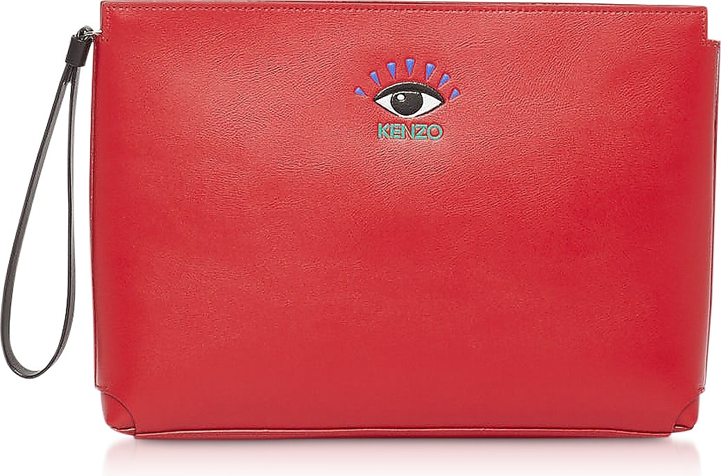 KENZO Cut Out Leather Gusset Pouch