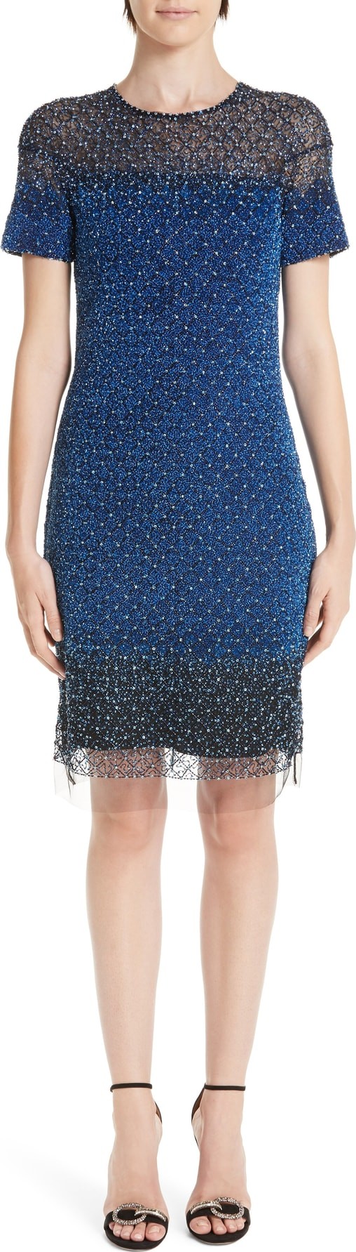 Pamella Roland Signature Sequin Cocktail Dress