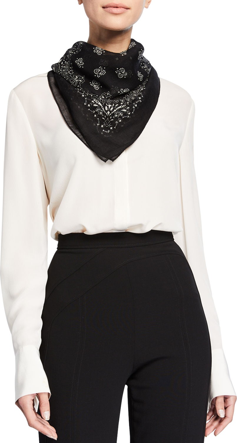 Saint Laurent Skull & Heart Wool Scarf