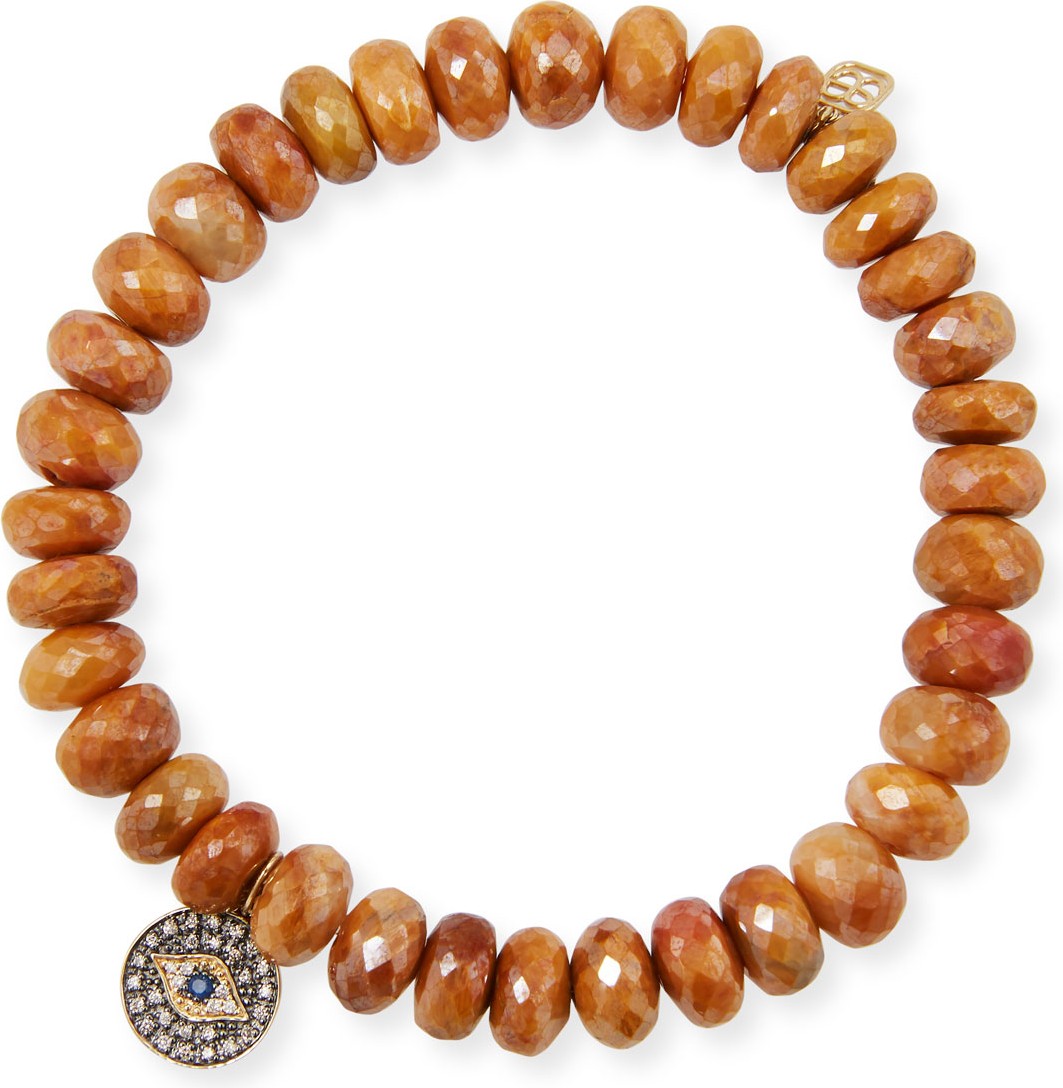 Sydney Evan 14k Tiger Eye Bracelet w/ Small Eye Charm
