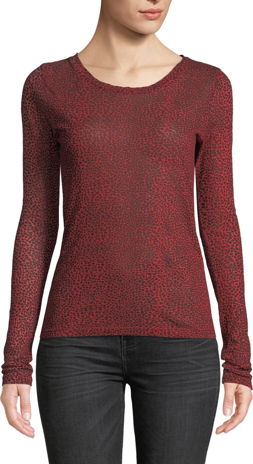 Current/Elliott The Hallen Leopard-Print Long-Sleeve Top