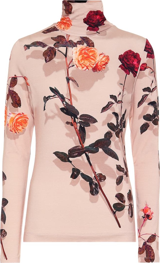 Dries Van Noten Floral stretch-jersey turtleneck top