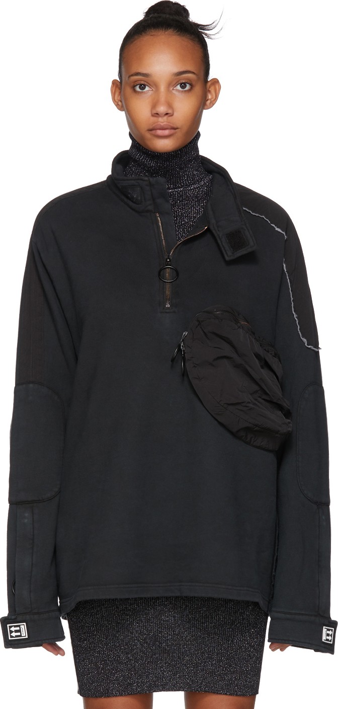 Off White Black Parachute Moto Half-Zip Sweater