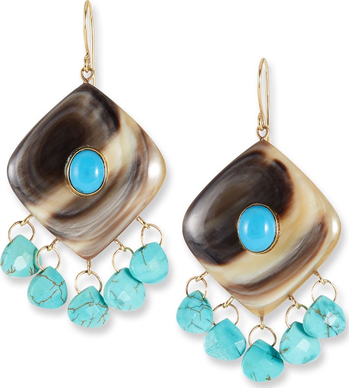 Ashley Pittman Kingo Drop Earrings w/ Turquoise