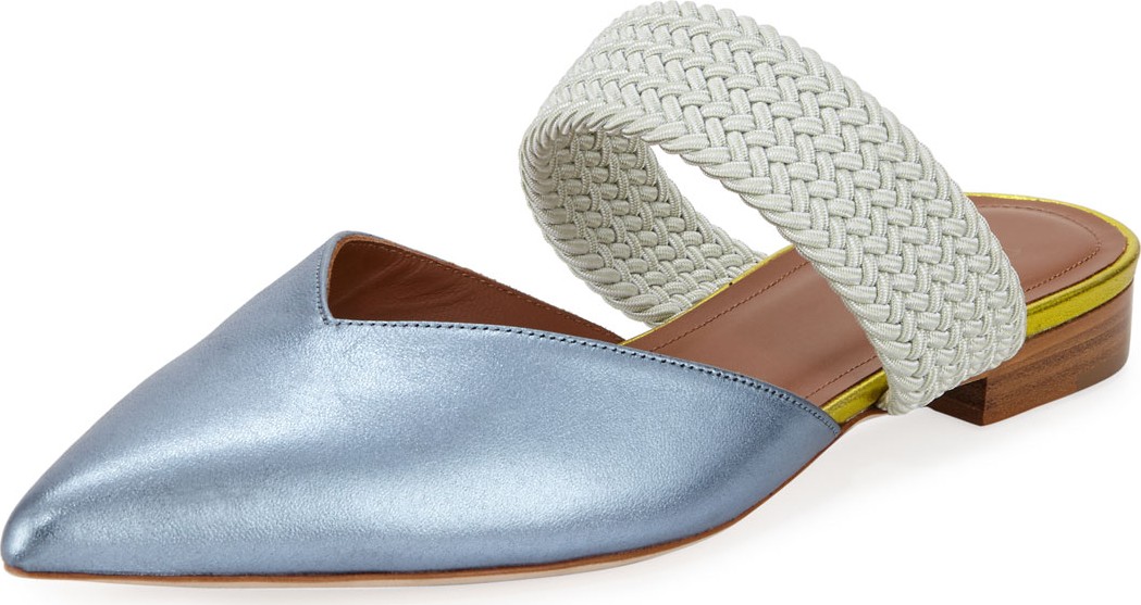 Malone Souliers Maisie Luwolt Flat Metallic Napa Mules