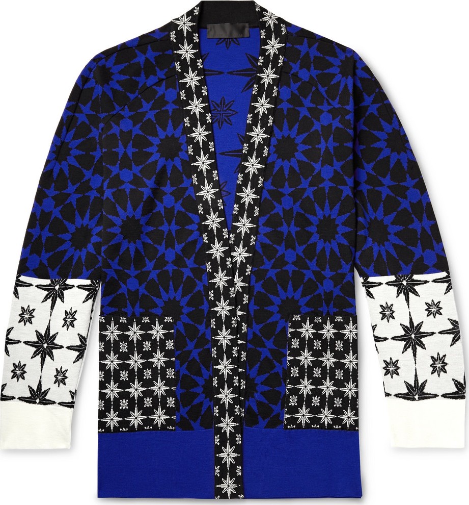 Haider Ackermann Intarsia Wool-Panelled Cashmere and Silk-Blend Cardigan