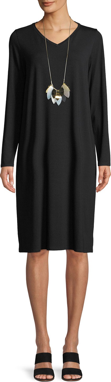 Eileen Fisher Long-Sleeve Viscose Jersey Dress