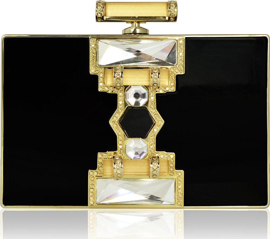 Judith Leiber Ridged Rectangle Marble Resin Clutch Bag