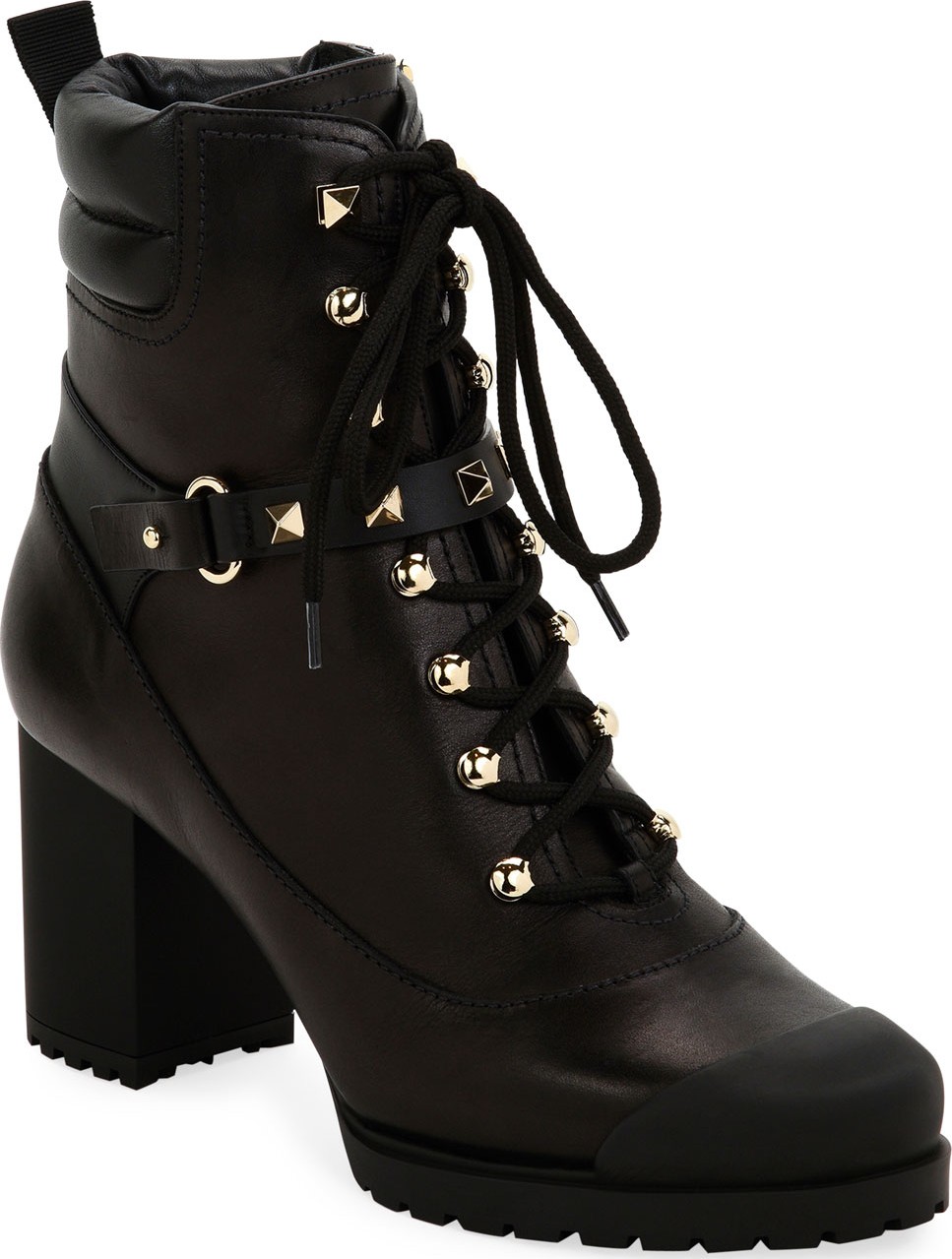 Valentino Rockstud Lug-Sole Laced Booties