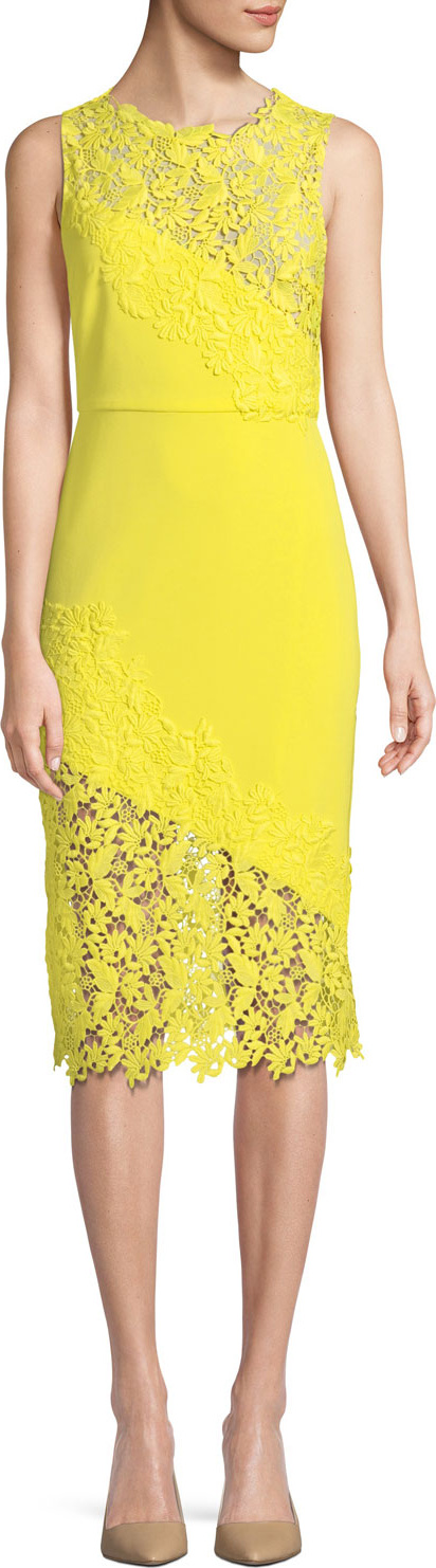 Alice + Olivia Margy Floral Lace Sleeveless Dress