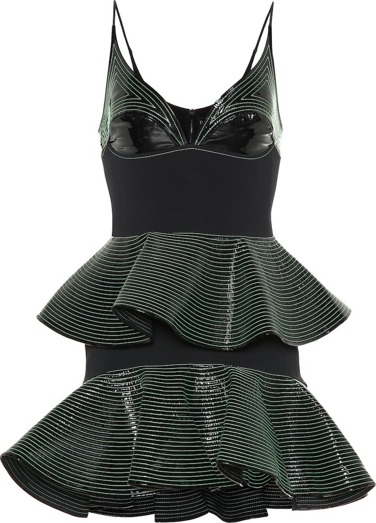 David Koma Cady and patent leather minidress