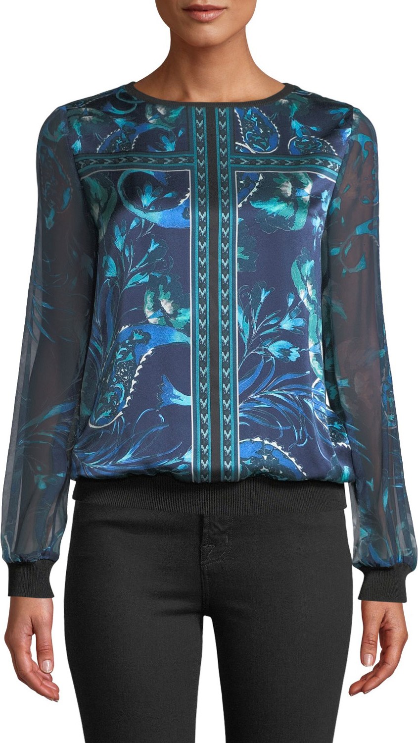 Elie Tahari Mara Long-Sleeve Silk Blouse