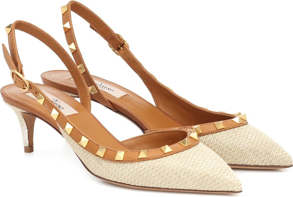 Valentino Valentino Garavani Rockstud woven slingback pumps