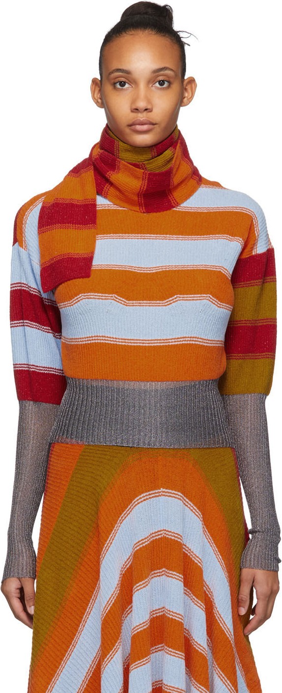 Kiko Kostadinov Multicolor Striped Pistolera Scarf Sweater