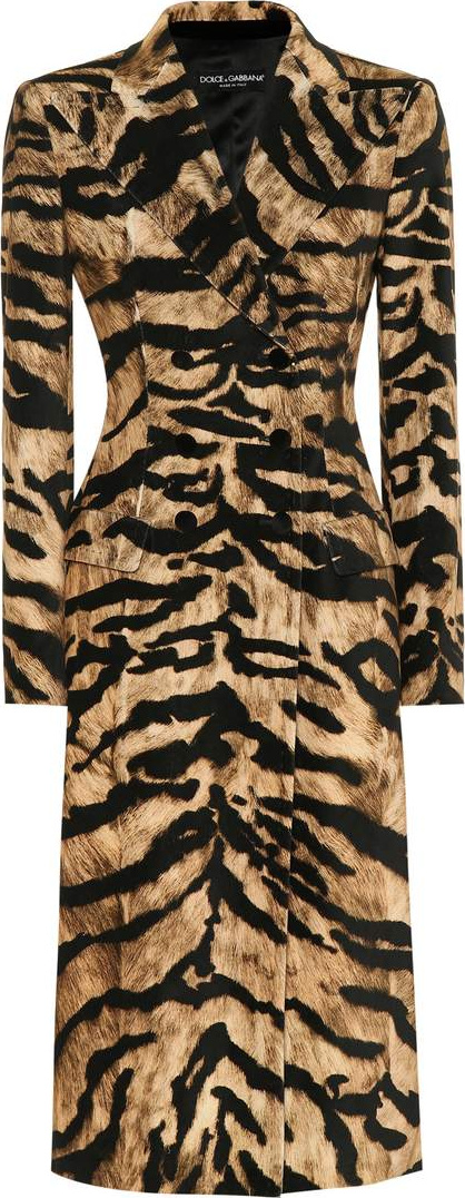 Dolce & Gabbana Tiger-print stretch cotton coat