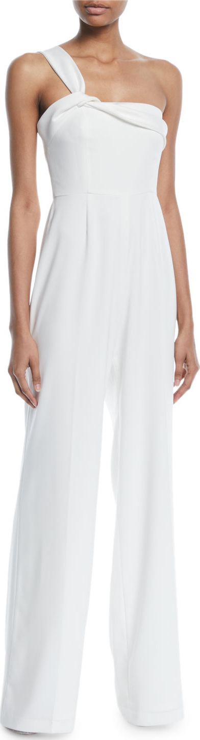 Jay Godfrey Belleville Crepe Jumpsuit w/ Twist Shoulder