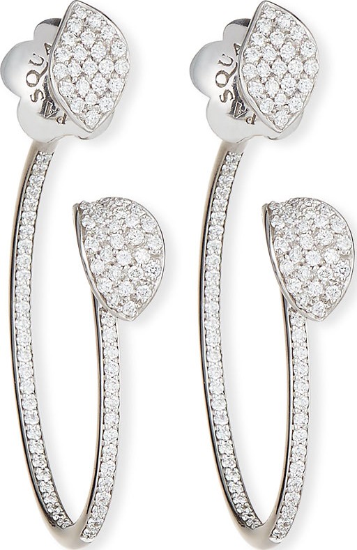 Pasquale Bruni Giardini Segreti Petite Diamond Hoop Earrings in 18 Karat White Gold