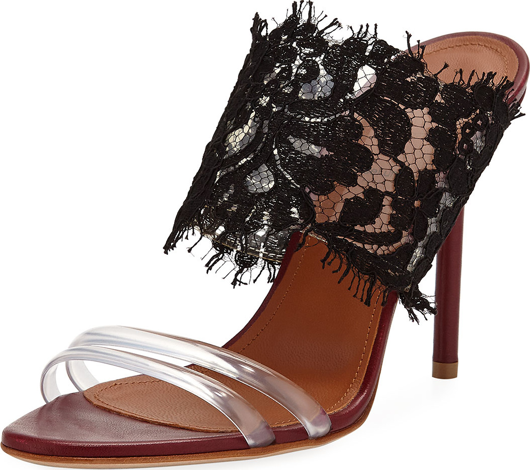 Malone Souliers Sanaa Lace/Vinyl Slide Sandal