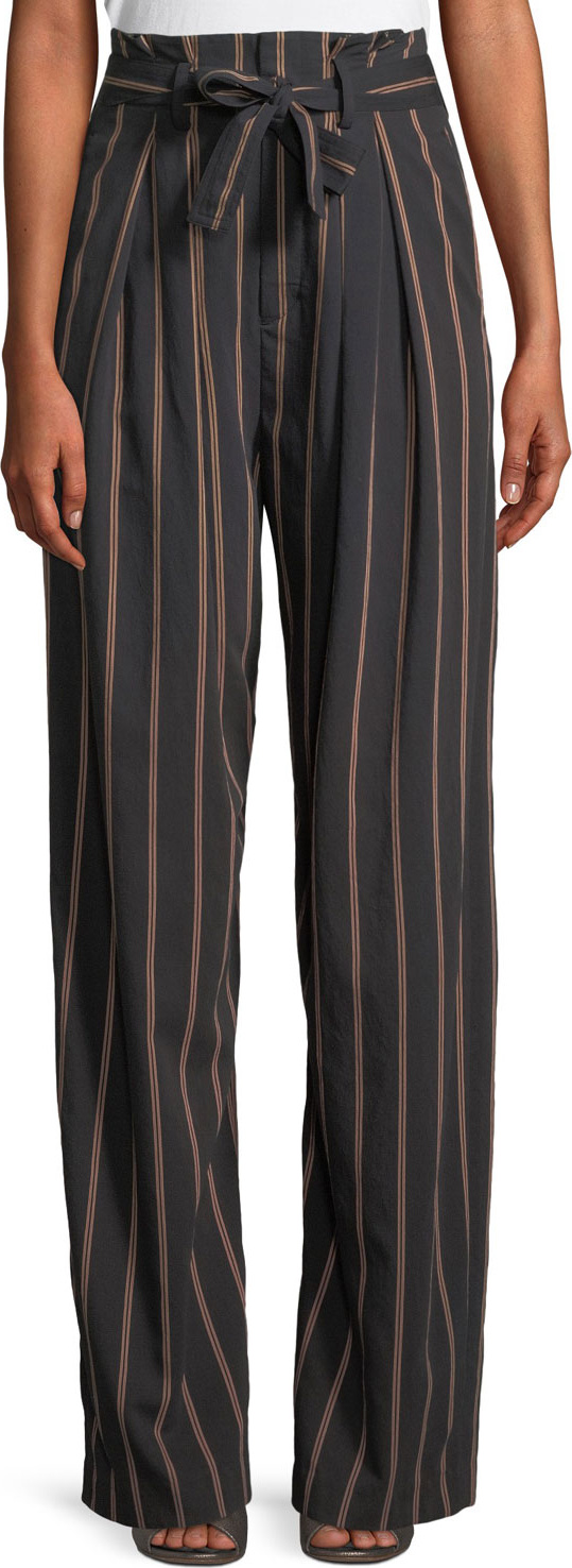 Vince Belted Stripe Wide-Leg Pants